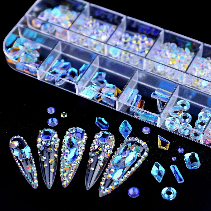 12 Grids Nail Art Decoration Rhinestone